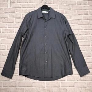 John Lennon Men's Size L Dress Shirt Gray with Colourful Metallic Dots